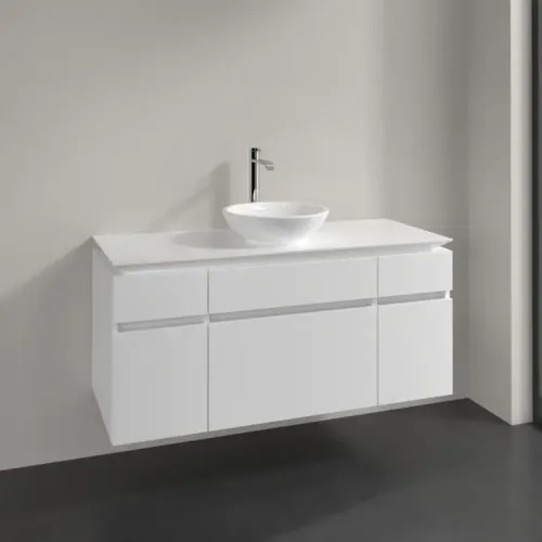 Villeroy & Boch Legato Тумба под раковину, 5 выдвижных ящиков, 1200 x 550 x 500 mm, Glossy White / Glossy White B57800DH