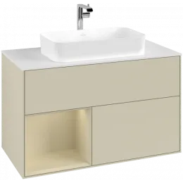 Villeroy & Boch Finion Тумба под раковину, с подсветкой, 2 выдвижных ящика, 1000 x 603 x 501 mm, Silk Grey Matt Lacquer / Silk Grey Matt Lacquer G241HJHJ