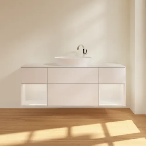Villeroy & Boch Finion Тумба под раковину, с подсветкой, 4 выдвижных ящика, 1600 x 603 x 501 mm, Glossy White Lacquer / Glossy White Lacquer F981GFGF