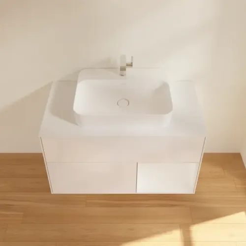 Villeroy & Boch Finion Тумба под раковину, с подсветкой, 2 выдвижных ящика, 1000 x 603 x 501 mm, Glossy White Lacquer / Glossy White Lacquer G371GFGF