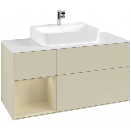 Villeroy & Boch Finion Тумба под раковину, с подсветкой, 3 выдвижных ящика, 1200 x 603 x 501 mm, Silk Grey Matt Lacquer / Silk Grey Matt Lacquer F161HJHJ