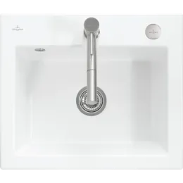 Villeroy & Boch Subway 60 S flat Мойка, включая Комплект слива с эксцентриком, выкл Керамика, 565 x 475 mm, Альпийский белый CeramicPlus 33092FR1