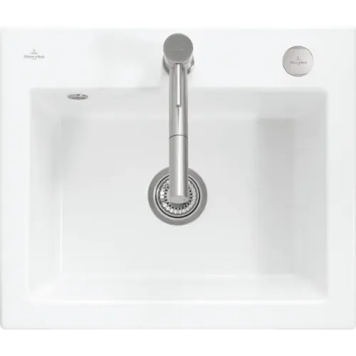 Villeroy & Boch Subway 60 S flat Мойка, включая Комплект слива с эксцентриком, выкл Керамика, 565 x 475 mm, Альпийский белый CeramicPlus 33092FR1
