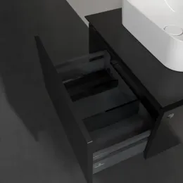 Villeroy & Boch Legato Тумба под раковину, с подсветкой, 1 выдвижной ящик, 600 x 380 x 500 mm, Black Matt Lacquer / Black Matt Lacquer B731L0PD