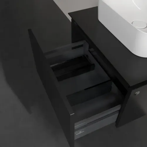 Villeroy & Boch Legato Тумба под раковину, с подсветкой, 1 выдвижной ящик, 600 x 380 x 500 mm, Black Matt Lacquer / Black Matt Lacquer B731L0PD