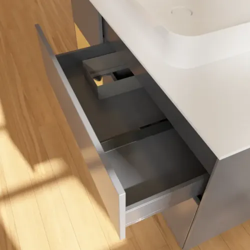 Villeroy & Boch Finion Тумба под раковину, с подсветкой, 3 выдвижных ящика, 1200 x 603 x 501 mm, Anthracite Matt Lacquer / Gold Matt Lacquer F411HFGK