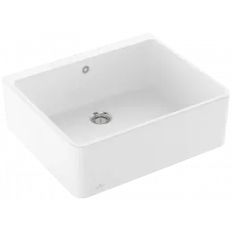 Villeroy & Boch Полувстраиваемая мойка с одиночной раковиной 60 X Сливы для одиночных раковин, включая Комплект слива с ручным управлением, выкл Керамика, 595 x 500 mm, Альпийский белый CeramicPlus 636001R1