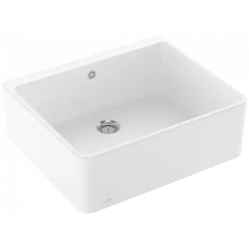 Villeroy & Boch Полувстраиваемая мойка с одиночной раковиной 60 X Сливы для одиночных раковин, включая Комплект слива с ручным управлением, выкл Керамика, 595 x 500 mm, Альпийский белый CeramicPlus 636001R1