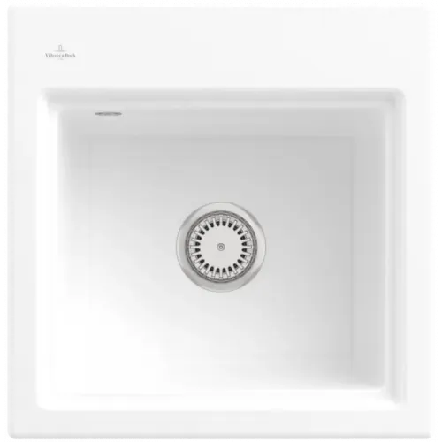 Villeroy & Boch Subway Style 50 S Мойка, включая Комплект слива с ручным управлением, сливная решетка , выкл Керамика, 500 x 510 mm, Альпийский белый CeramicPlus 335A01R1