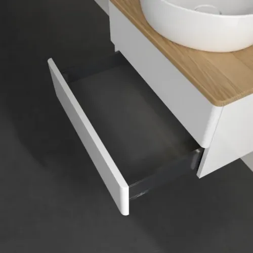Villeroy & Boch Antao Тумба под раковину, с подсветкой, 2 выдвижных ящика, 600 x 360 x 500 mm, лицевая поверхность без текстурированной отделки, Glossy White Lacquer / Honey Oak L18051GF