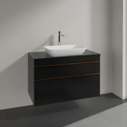 Villeroy & Boch Venticello Тумба под раковину, 2 выдвижных ящика, 957 x 606 x 502 mm, Black Matt Lacquer / Black Matt Lacquer A94105PD