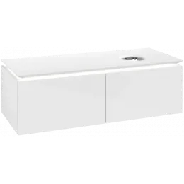 Villeroy & Boch Legato Тумба под раковину, с подсветкой, 2 выдвижных ящика, 1200 x 380 x 500 mm, Glossy White / Glossy White B581L0DH