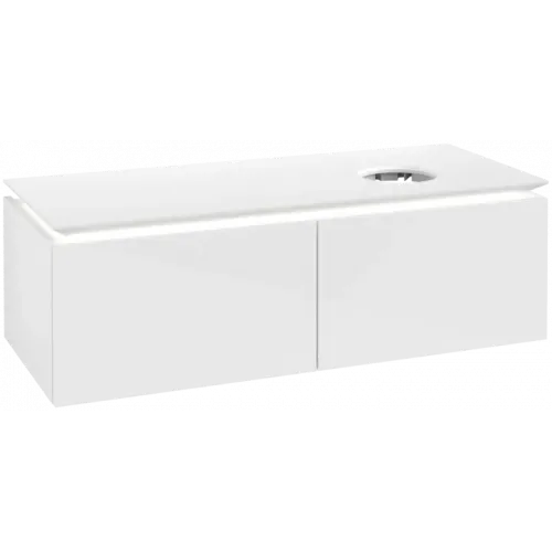 Villeroy & Boch Legato Тумба под раковину, с подсветкой, 2 выдвижных ящика, 1200 x 380 x 500 mm, Glossy White / Glossy White B581L0DH