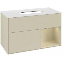 Villeroy & Boch Finion Тумба под раковину, с подсветкой, 2 выдвижных ящика, 1000 x 603 x 501 mm, Silk Grey Matt Lacquer / Silk Grey Matt Lacquer F251HJHJ