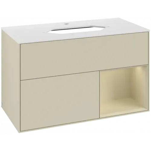 Villeroy & Boch Finion Тумба под раковину, с подсветкой, 2 выдвижных ящика, 1000 x 603 x 501 mm, Silk Grey Matt Lacquer / Silk Grey Matt Lacquer F251HJHJ