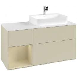 Villeroy & Boch Finion Тумба под раковину, с подсветкой, 3 выдвижных ящика, 1200 x 603 x 501 mm, Silk Grey Matt Lacquer / Silk Grey Matt Lacquer G391HJHJ