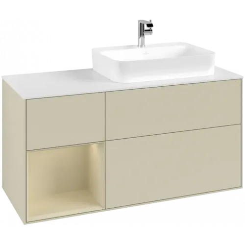 Villeroy & Boch Finion Тумба под раковину, с подсветкой, 3 выдвижных ящика, 1200 x 603 x 501 mm, Silk Grey Matt Lacquer / Silk Grey Matt Lacquer G391HJHJ