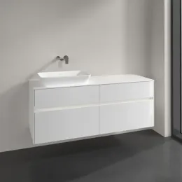 Villeroy & Boch Collaro Тумба под раковину, с подсветкой, 4 выдвижных ящика, 1400 x 548 x 500 mm, Glossy White / Glossy White C117B0DH