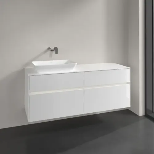 Villeroy & Boch Collaro Тумба под раковину, с подсветкой, 4 выдвижных ящика, 1400 x 548 x 500 mm, Glossy White / Glossy White C117B0DH