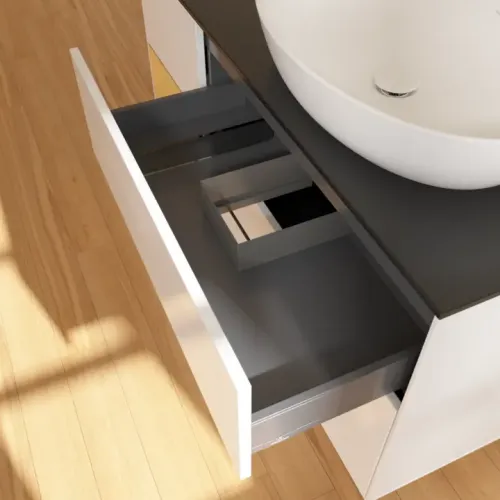 Villeroy & Boch Finion Тумба под раковину, с подсветкой, 3 выдвижных ящика, 1200 x 603 x 501 mm, Glossy White Lacquer / Gold Matt Lacquer G922HFGF