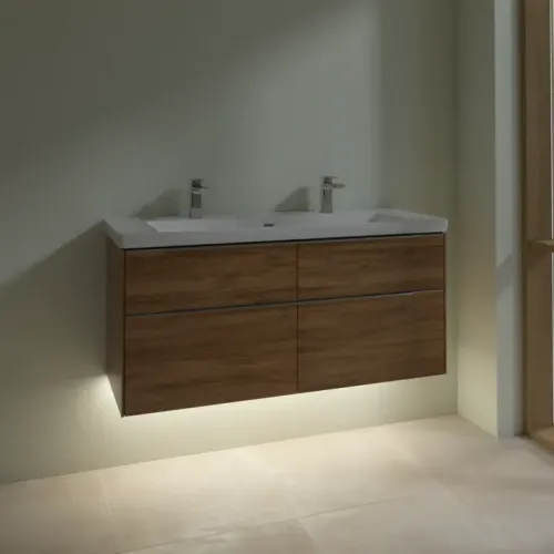 Villeroy & Boch Subway 3.0 Тумба под раковину, с подсветкой, 4 выдвижных ящика, 1272 x 576 x 478 mm, Oak Kansas C602L0RH