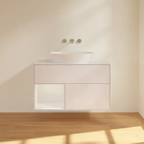 Villeroy & Boch Finion Тумба под раковину, с подсветкой, 2 выдвижных ящика, 1000 x 603 x 501 mm, Glossy White Lacquer / Glossy White Lacquer FA11GFGF