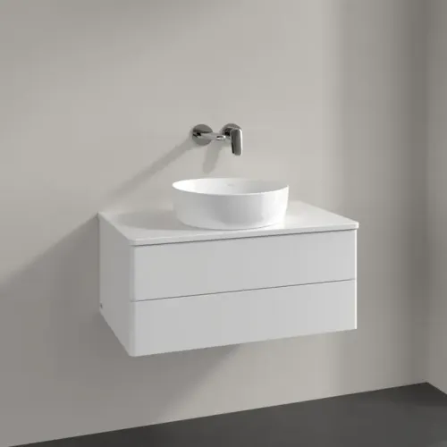 Villeroy & Boch Antao Тумба под раковину, 2 выдвижных ящика, 800 x 360 x 500 mm, лицевая поверхность без текстурированной отделки, Glossy White Lacquer / Glossy White Lacquer K19010GF