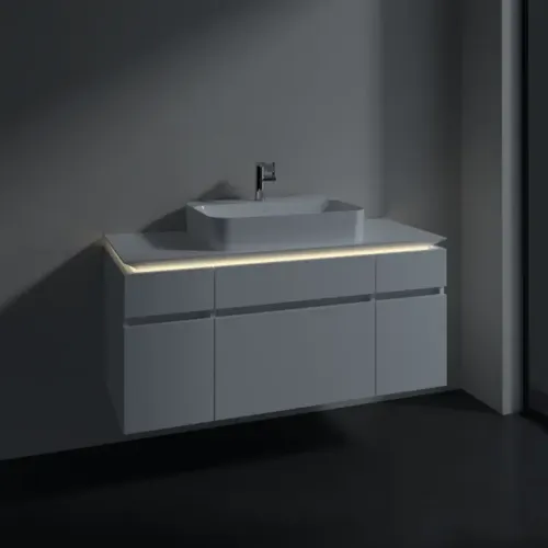 Villeroy & Boch Legato Тумба под раковину, с подсветкой, 5 выдвижных ящиков, 1200 x 550 x 500 mm, Glossy White / Glossy White B758L0DH