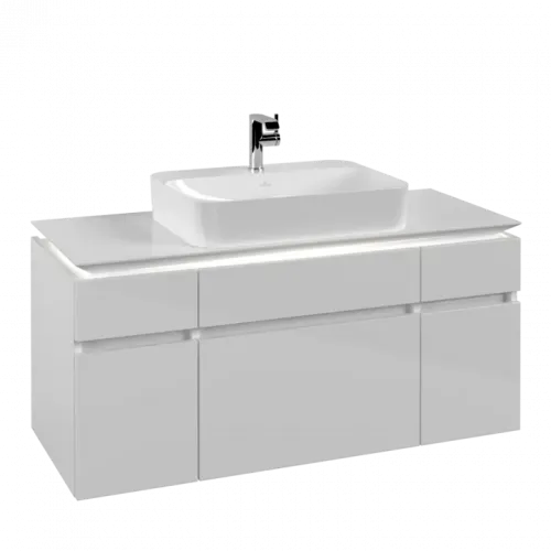Villeroy & Boch Legato Тумба под раковину, с подсветкой, 5 выдвижных ящиков, 1200 x 550 x 500 mm, Glossy White / Glossy White B758L0DH
