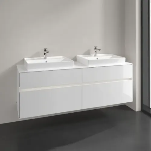 Villeroy & Boch Collaro Тумба под раковину, с подсветкой, 4 выдвижных ящика, 1600 x 548 x 500 mm, Glossy White / Glossy White C024B0DH