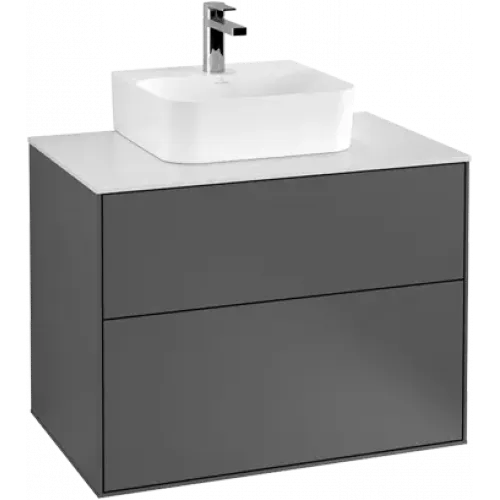 Villeroy & Boch Finion Тумба под раковину, с подсветкой, 2 выдвижных ящика, 800 x 603 x 501 mm, Silk Grey Matt Lacquer G08100HJ