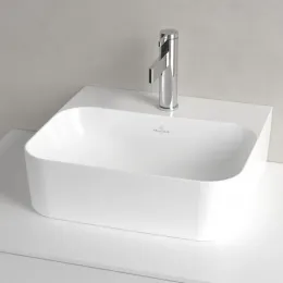 Villeroy & Boch Finion Раковина компактная, 430 x 390 x 140 mm, Альпийский белый CeramicPlus, со скрытым переливом, шлифованный 43644CR1