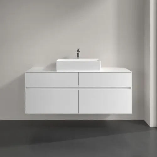 Villeroy & Boch Collaro Тумба под раковину, с подсветкой, 4 выдвижных ящика, 1400 x 548 x 500 mm, Glossy White / Glossy White C131B0DH