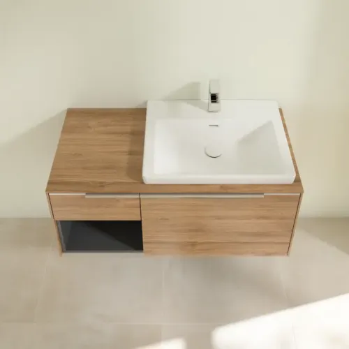 Villeroy & Boch Subway 3.0 Тумба под раковину, с подсветкой, 2 выдвижных ящика, 1001 x 423 x 516 mm, Oak Kansas / Oak Kansas C571L0RH