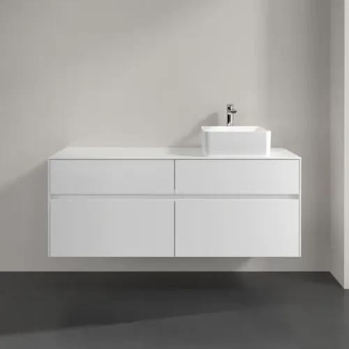 Villeroy & Boch Collaro Тумба под раковину, с подсветкой, 4 выдвижных ящика, 1400 x 548 x 500 mm, Glossy White / Glossy White C047B0DH