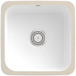 Villeroy & Boch Cisterna 50 Мойка под столешницу, включая Комплект слива с ручным управлением, Крепежный комплект, выкл Керамика, 445 x 445 mm, Альпийский белый CeramicPlus 670301R1