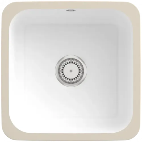 Villeroy & Boch Cisterna 50 Мойка под столешницу, включая Комплект слива с ручным управлением, Крепежный комплект, выкл Керамика, 445 x 445 mm, Альпийский белый CeramicPlus 670301R1