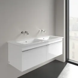 Villeroy & Boch Venticello Двойная раковина для установки на тумбу, 1300 x 500 x 170 mm, Альпийский белый, с переливом 4111DJ01