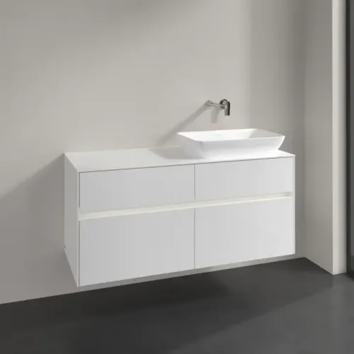 Villeroy & Boch Collaro Тумба под раковину, с подсветкой, 4 выдвижных ящика, 1200 x 548 x 500 mm, Glossy White / Glossy White C114B0DH