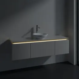 Villeroy & Boch Legato Тумба под раковину, с подсветкой, 3 выдвижных ящика, 1400 x 380 x 500 mm, Soft Grey / Soft Grey B585L0VK