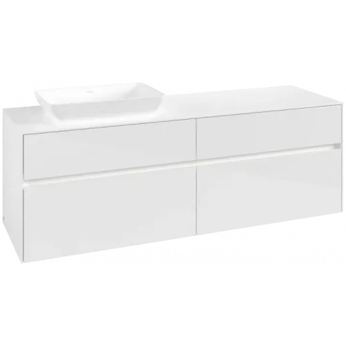 Villeroy & Boch Collaro Тумба под раковину, с подсветкой, 4 выдвижных ящика, 1600 x 548 x 500 mm, Glossy White / Glossy White C121B0DH