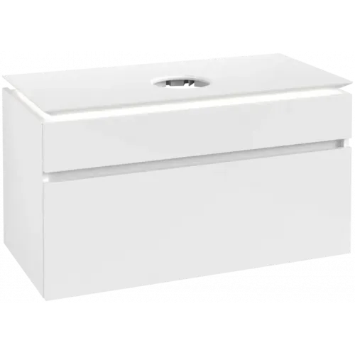 Villeroy & Boch Legato Тумба под раковину, с подсветкой, 2 выдвижных ящика, 1000 x 550 x 500 mm, Glossy White / Glossy White B572L0DH