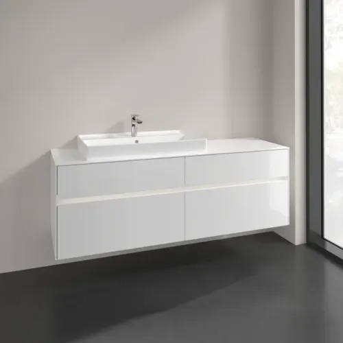 Villeroy & Boch Collaro Тумба под раковину, с подсветкой, 4 выдвижных ящика, 1600 x 548 x 500 mm, Glossy White / Glossy White C026B0DH