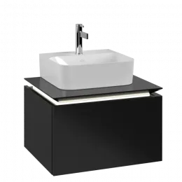 Villeroy & Boch Legato Тумба под раковину, с подсветкой, 1 выдвижной ящик, 600 x 380 x 500 mm, Black Matt Lacquer / Black Matt Lacquer B731L0PD