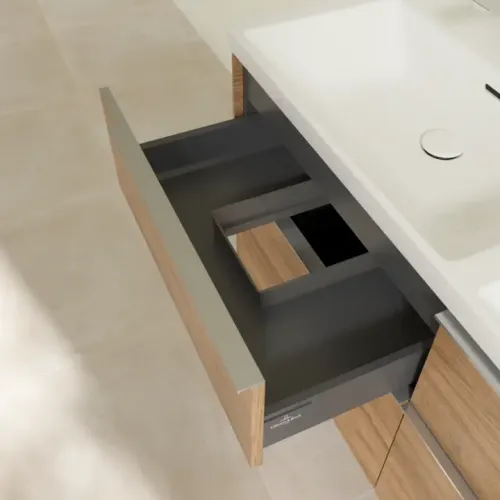 Villeroy & Boch Subway 3.0 Тумба под раковину, с подсветкой, 4 выдвижных ящика, 1272 x 576 x 478 mm, Oak Kansas C568L0RH