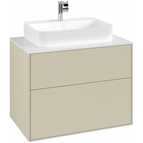Villeroy & Boch Finion Тумба под раковину, с подсветкой, 2 выдвижных ящика, 800 x 603 x 501 mm, Silk Grey Matt Lacquer G34100HJ