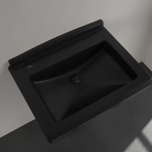 Villeroy & Boch Hommage Pаковина, 750 x 580 x 200 mm, Pure Black CeramicPlus, с переливом 7101A1R7