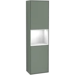 Villeroy & Boch Finion Шкаф-пенал, с подсветкой, 2 двери, 418 x 1516 x 270 mm, Olive Matt Lacquer / Glossy White Lacquer F460GFGM