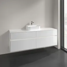 Villeroy & Boch Collaro Тумба под раковину, с подсветкой, 4 выдвижных ящика, 1600 x 548 x 500 mm, Glossy White / Glossy White C104B0DH