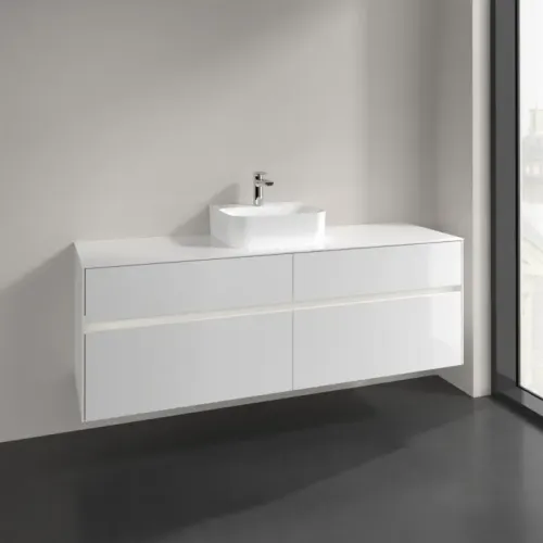 Villeroy & Boch Collaro Тумба под раковину, с подсветкой, 4 выдвижных ящика, 1600 x 548 x 500 mm, Glossy White / Glossy White C104B0DH